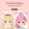 Two illustrations of a DIY Princess Makeup Dress-Up Playset featuring blonde and pink hair styles