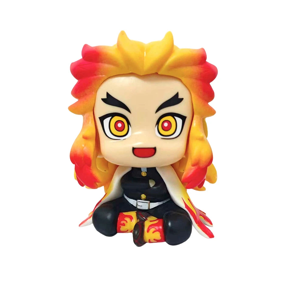Action figure of the Demon Slayer character Tanjirou with spiky yellow hair and intense eyes.