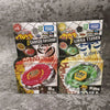 A pair of Takara Tomy Metal Fight collectible figures, D Cancer and Libra, displayed in their original packaging.