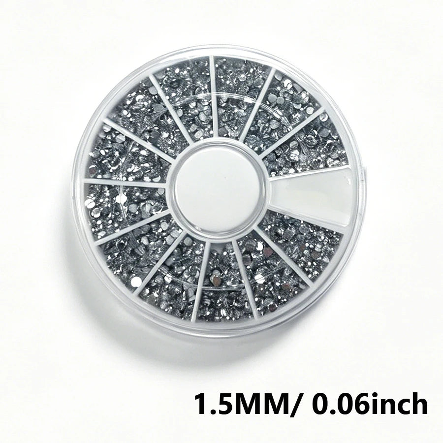 12-Color Glass AB Rhinestone Nail Art Kit