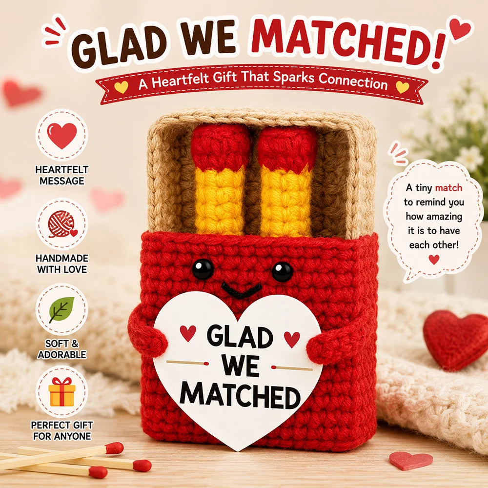 A handmade crochet gift box featuring a donkey doll and a motivational card, designed to spark connection.