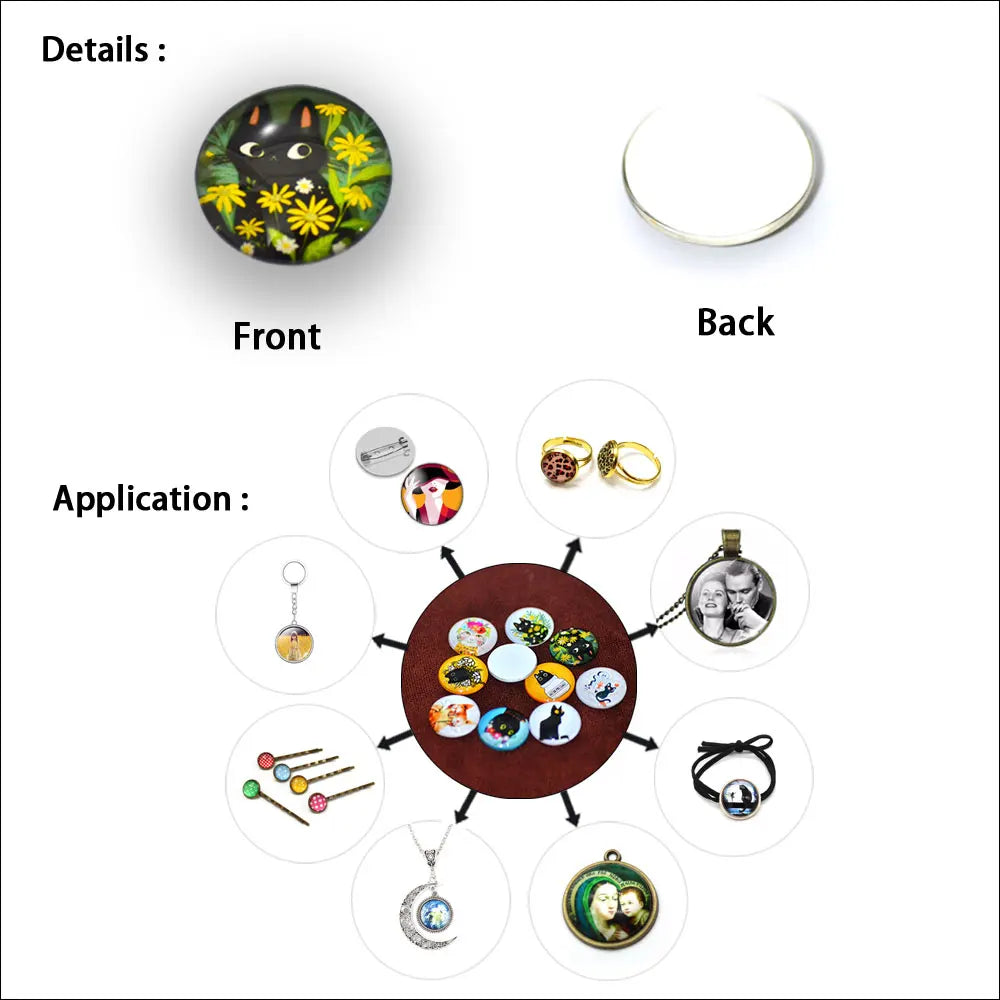 Round Glass Photo Cabochons with Flat Backs (Set of 10)