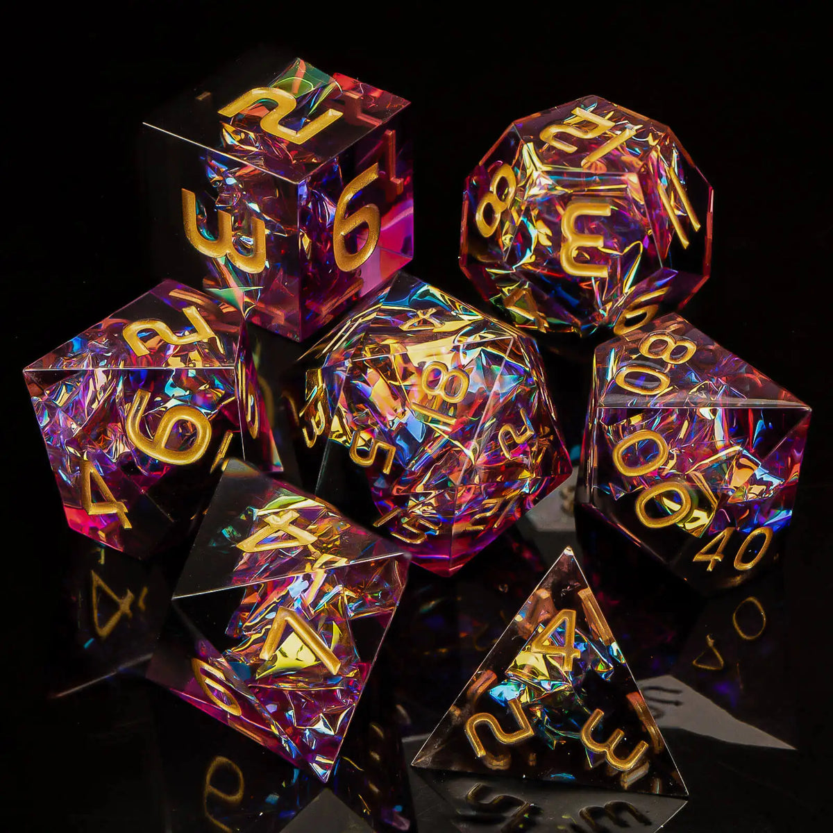 Handmade Resin Sharp Edge Dice Set for RPG Games