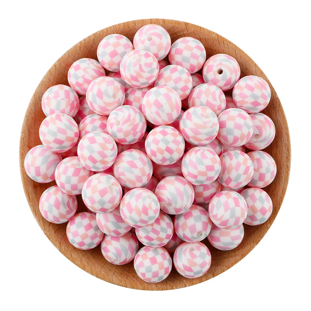 Pink Silicone Round Beads for DIY Jewelry Making
