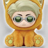 A fluffy orange cat-eared plush pendant featuring a face with light hair and round glasses.