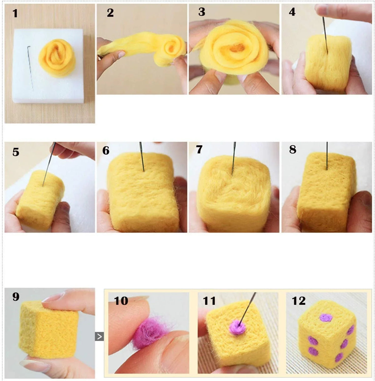 Colorful Needle Felting Starter Kit with Wool Roving and Tools
