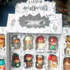 A collection of POP MART Hirono Small Mischievous Series blind box figures in various packaging.