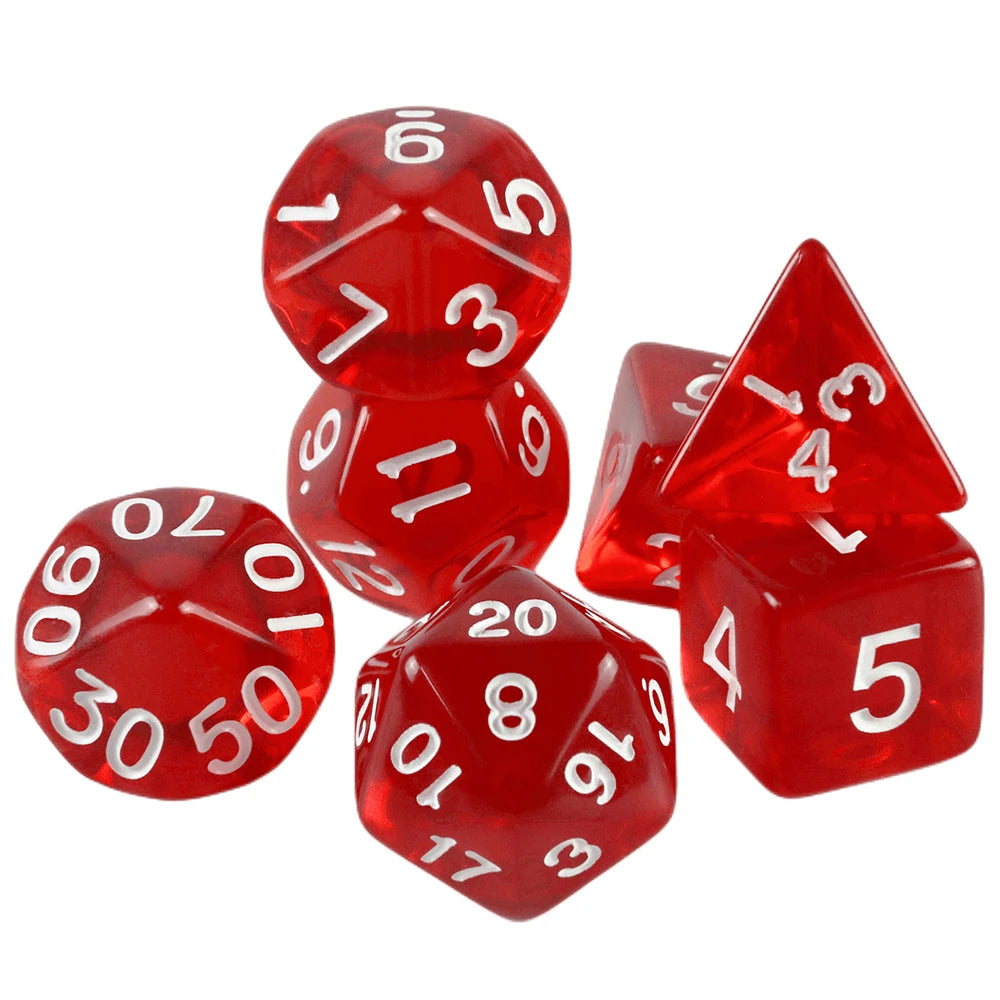 Crystal Clear Polyhedral Dice Set for Tabletop RPGs