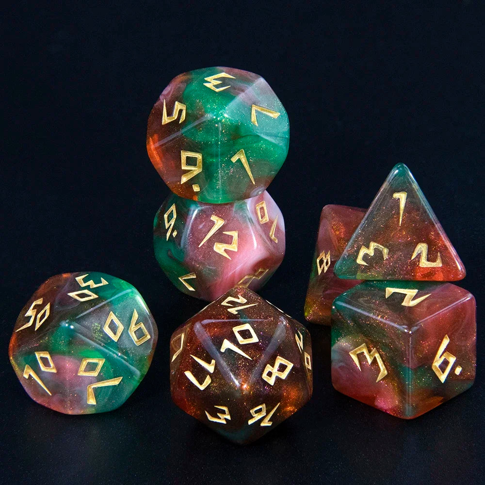 7-Piece Polyhedral Glitter Dice Set for Dungeons & Dragons