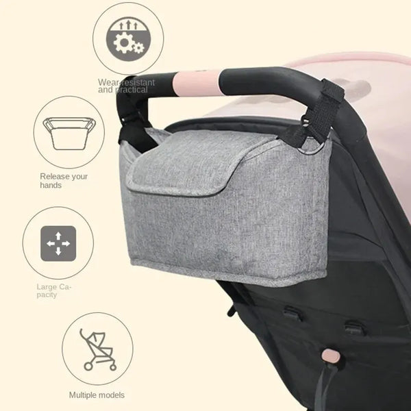 Large-Capacity Stroller Organizer Bag with Cup Holders