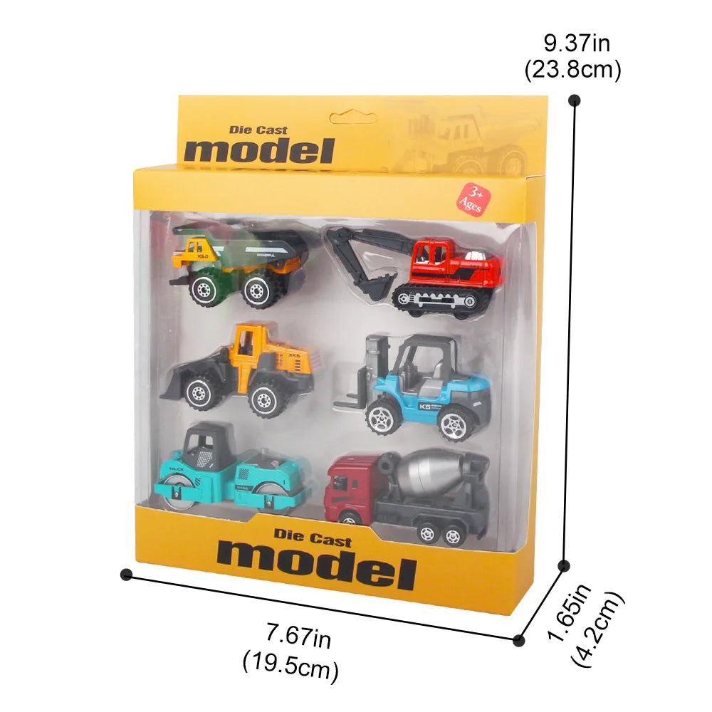 Die-Cast Metal Construction Truck Set - 6 Classic Vehicles