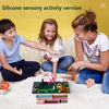 Silicone Sensory Activity Board with Geometric Shape Strips and Storage Bag