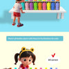 A children's game showing colored bottles to match with those in a blind box by color.