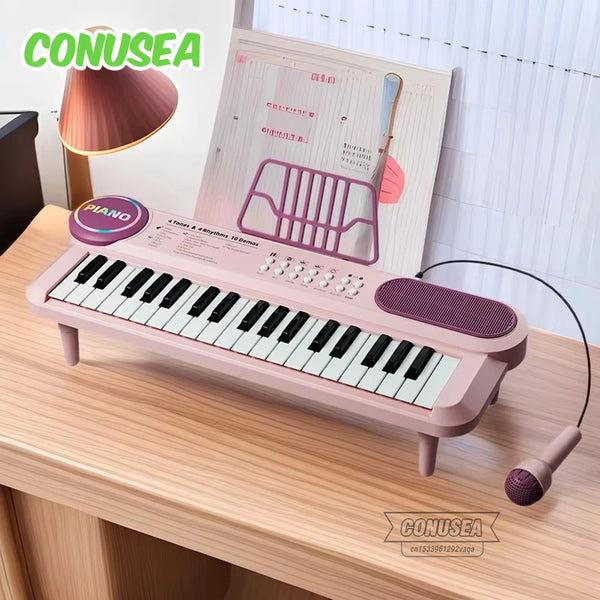 37-Key Kids Electronic Piano with Microphone and Stand