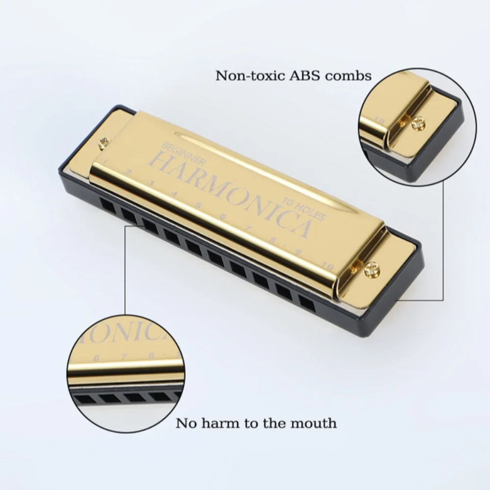 10-Hole Diatonic Harmonica in C with Storage Case
