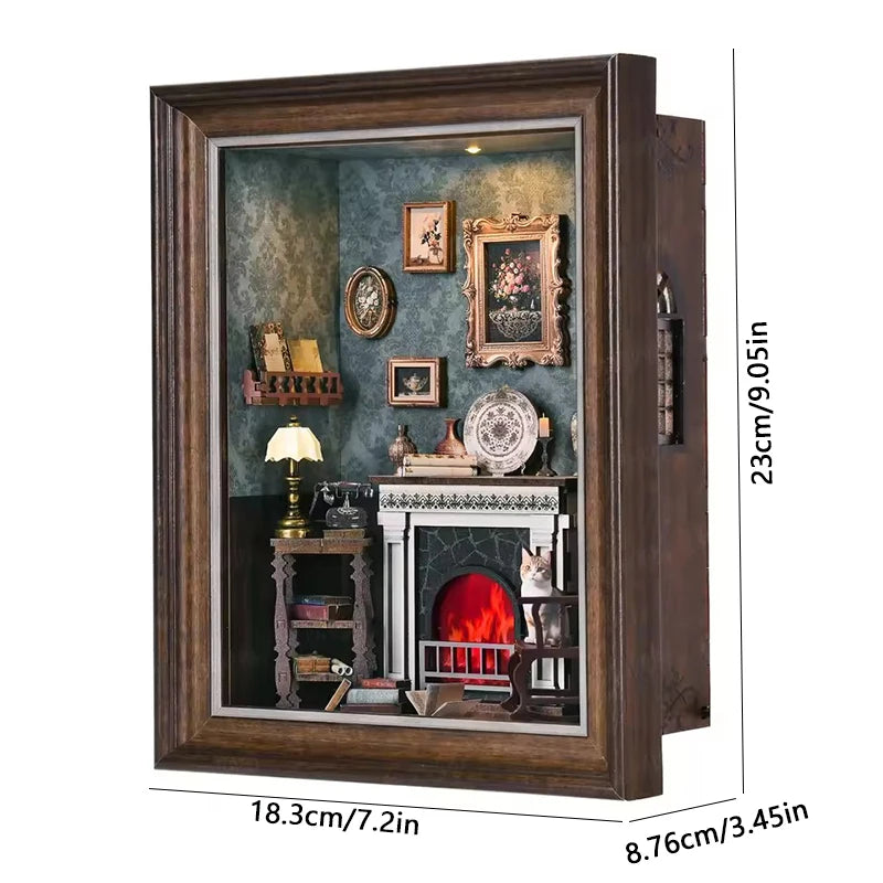 DIY Miniature Book Nook Kit - Retro Wooden Dollhouse Shelf Decor
