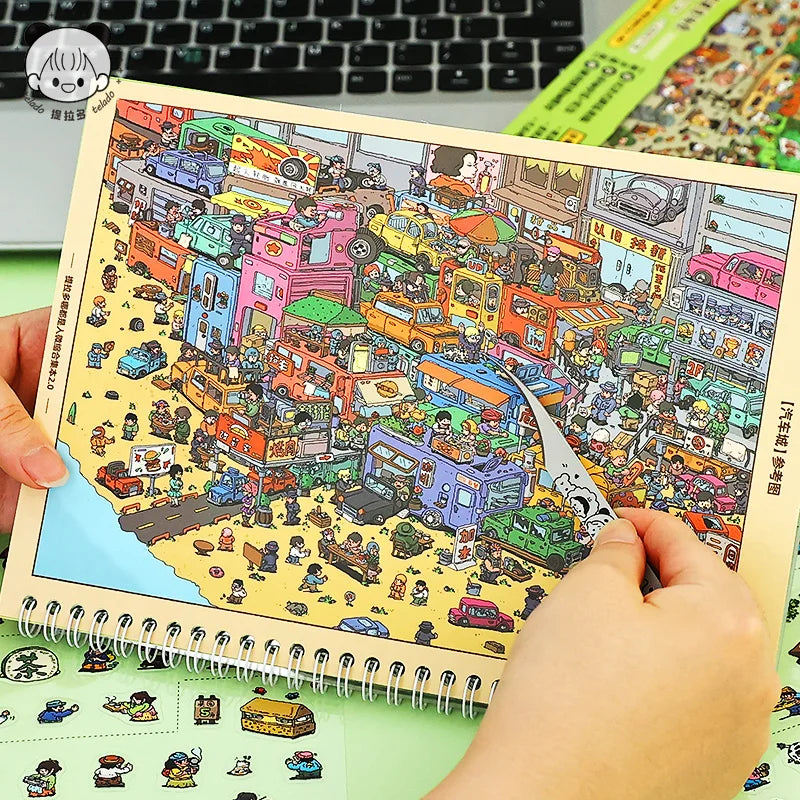 Miniature Scene Sticker Book – Cute 3D Stacked Houses DIY Craft Set