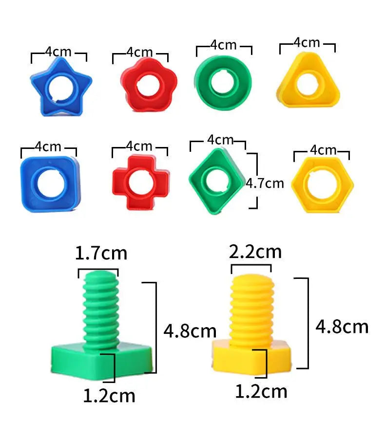 Screw Building Blocks Set – Montessori Nut & Bolt Shape Toys for Kids