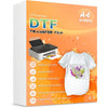 Box of Premium DTF transfer film sheets, 20 sheets, for printing custom apparel.