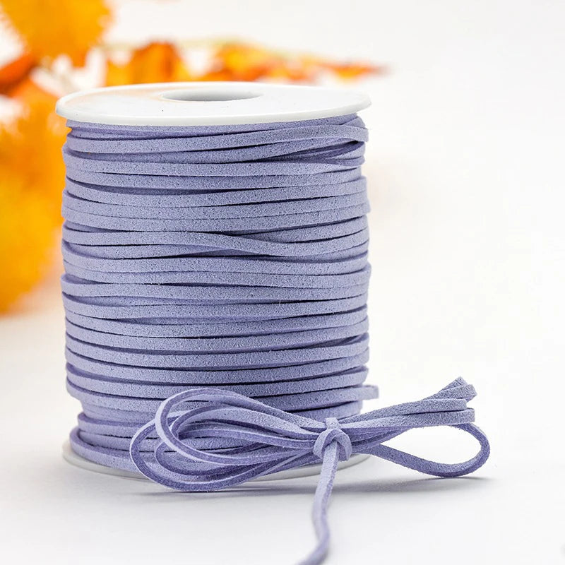 Roll of purple velvet faux suede braided ribbon for crafting and gift wrapping