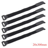 Five black nylon bike handlebar straps for securing flashlights and gear