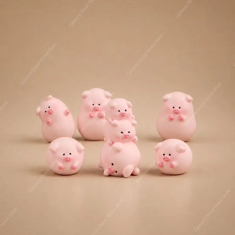 Cute Mini Piggy Resin Figurine for Desk, Shelf & Garden Decor