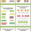Preschool Math Workbook featuring counting, matching, and addition/subtraction exercises for early learners.