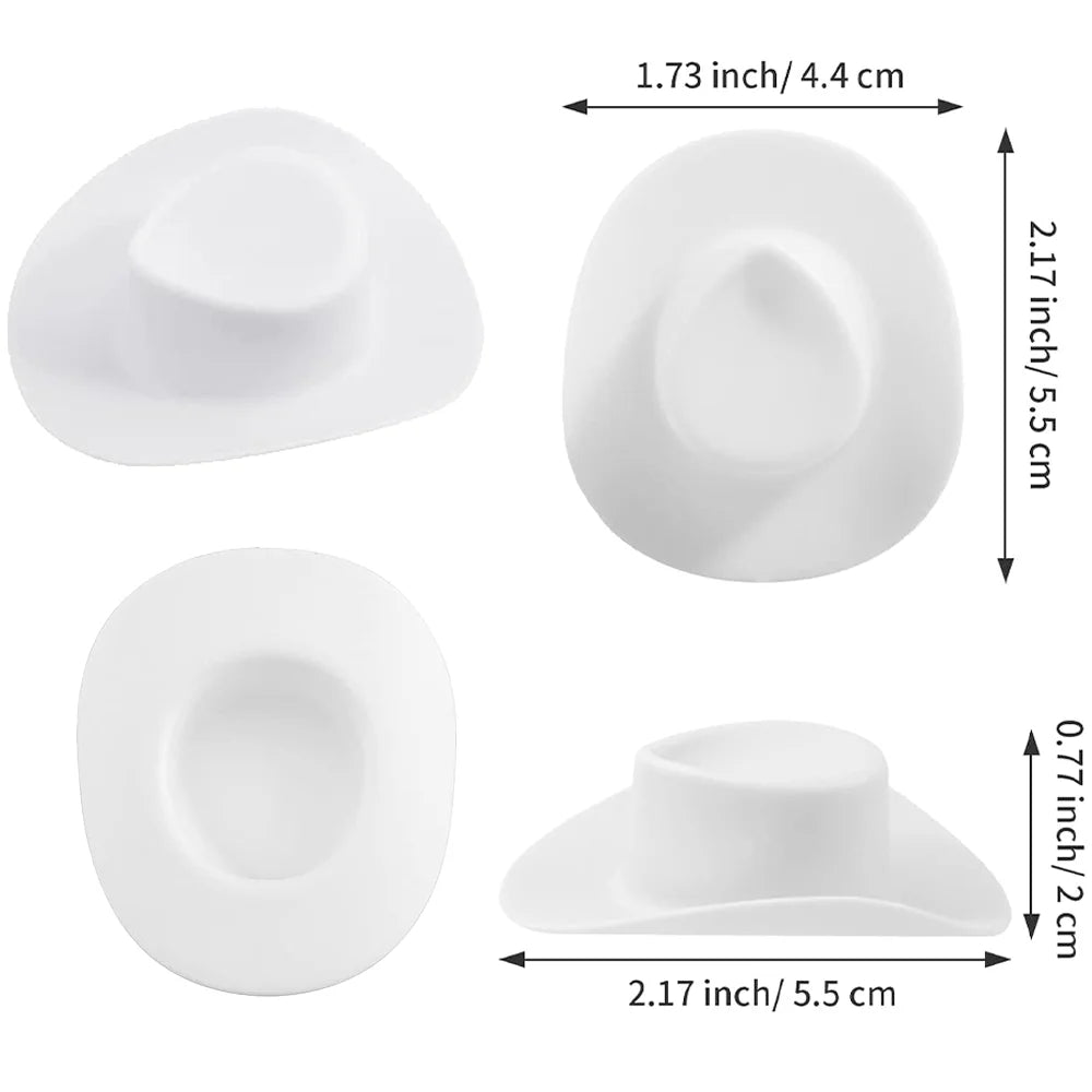 Mini Plastic Cowboy Hats for Party Favors and Cake Toppers