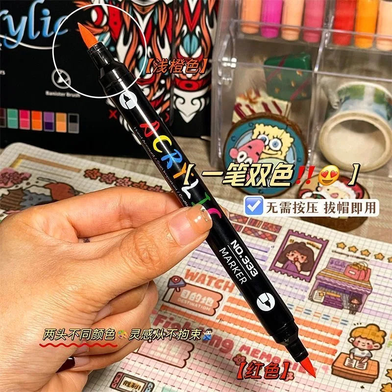 48-Color Acrylic Paint Markers with Dual Tips for Art & Craft