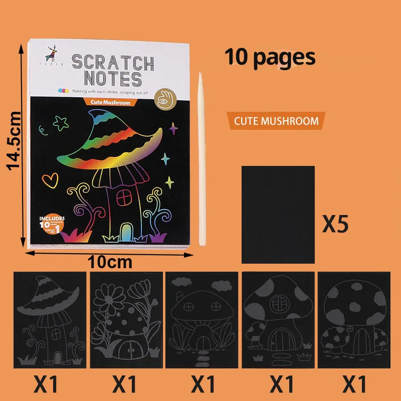 Rainbow Scratch Art Paper Set for Kids – DIY Graffiti & Drawing Activity Book