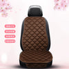 A brown quilted car seat cushion set with a black headrest and padding, highlighting winter warmth and anti-slip features.