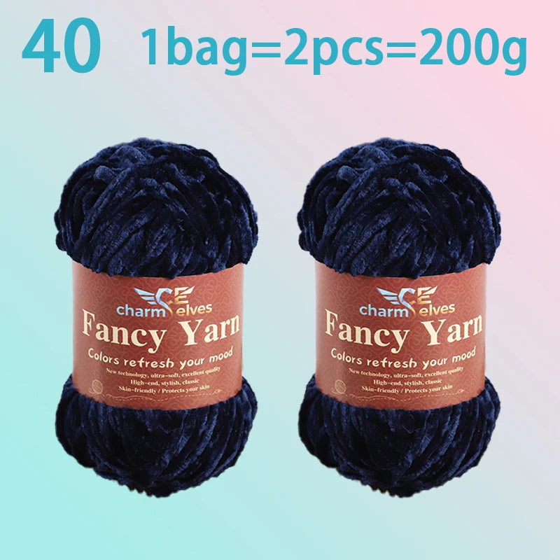 Chenille Velvet Yarn 2-Pack – Soft & Warm for Knitting and Crochet