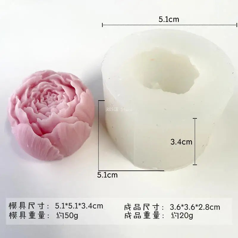 3D Peony Silicone Mold for Candle & Cake Making