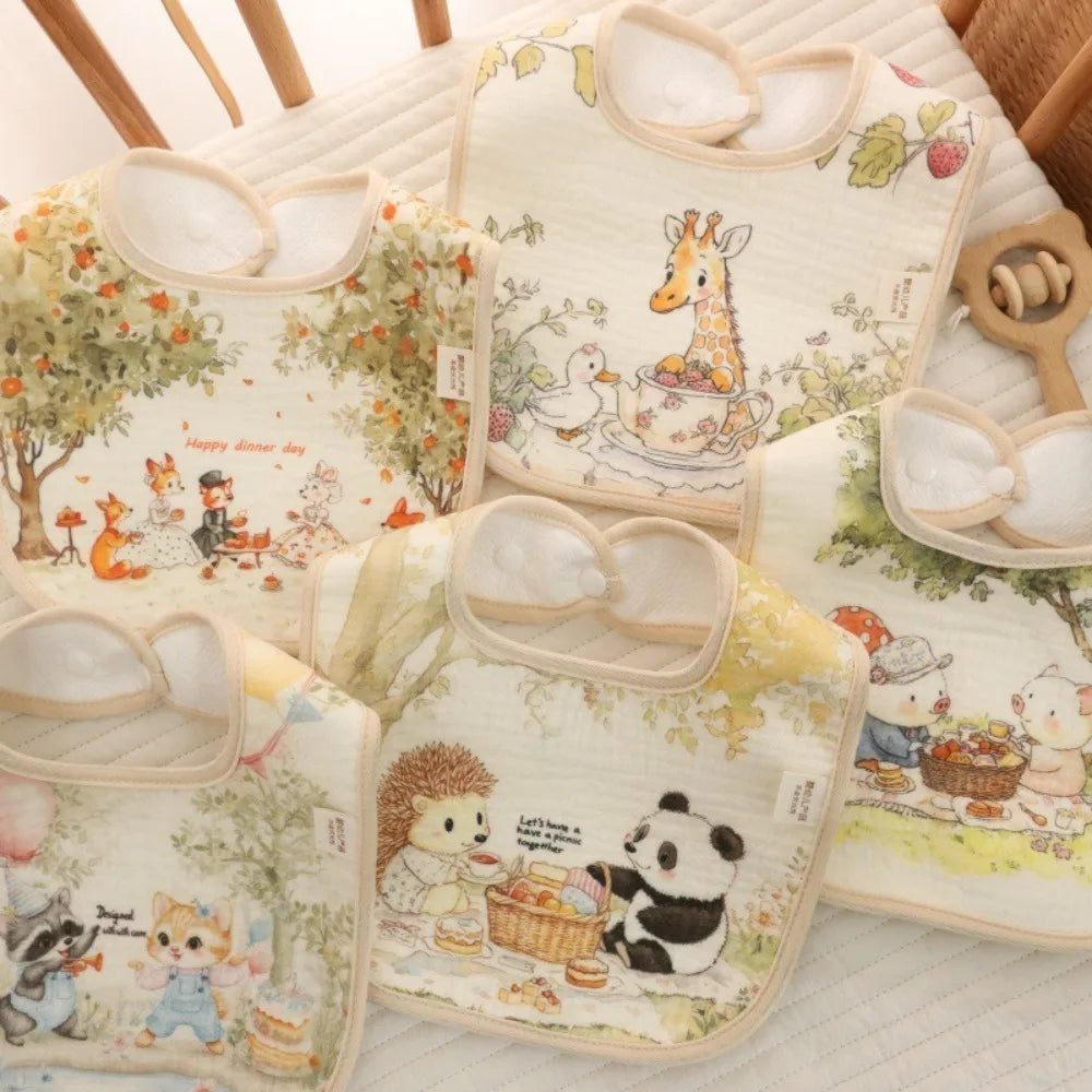 Cotton Baby Bibs with Adjustable Neck – Waterproof & Absorbent