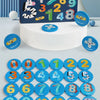 A set of wooden number cards and a training board for teaching different games to children.