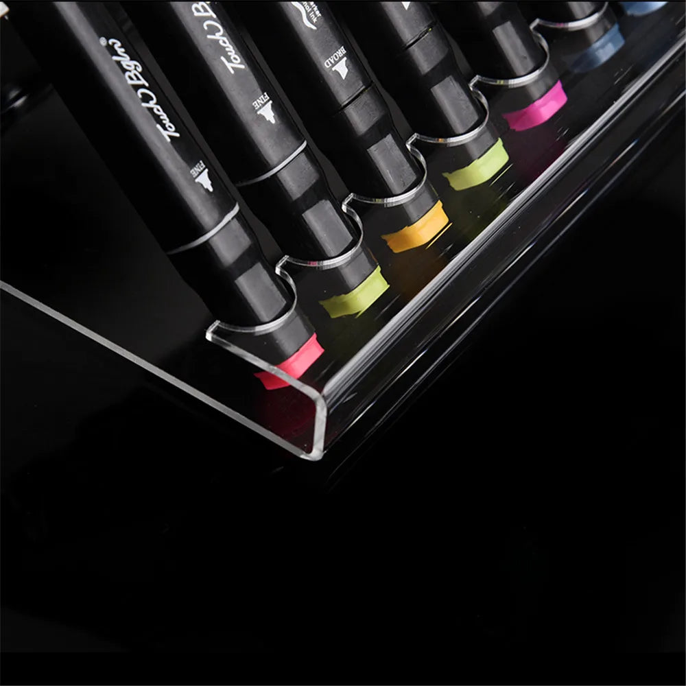 Clear Acrylic Pen Display Holder with Brush Storage
