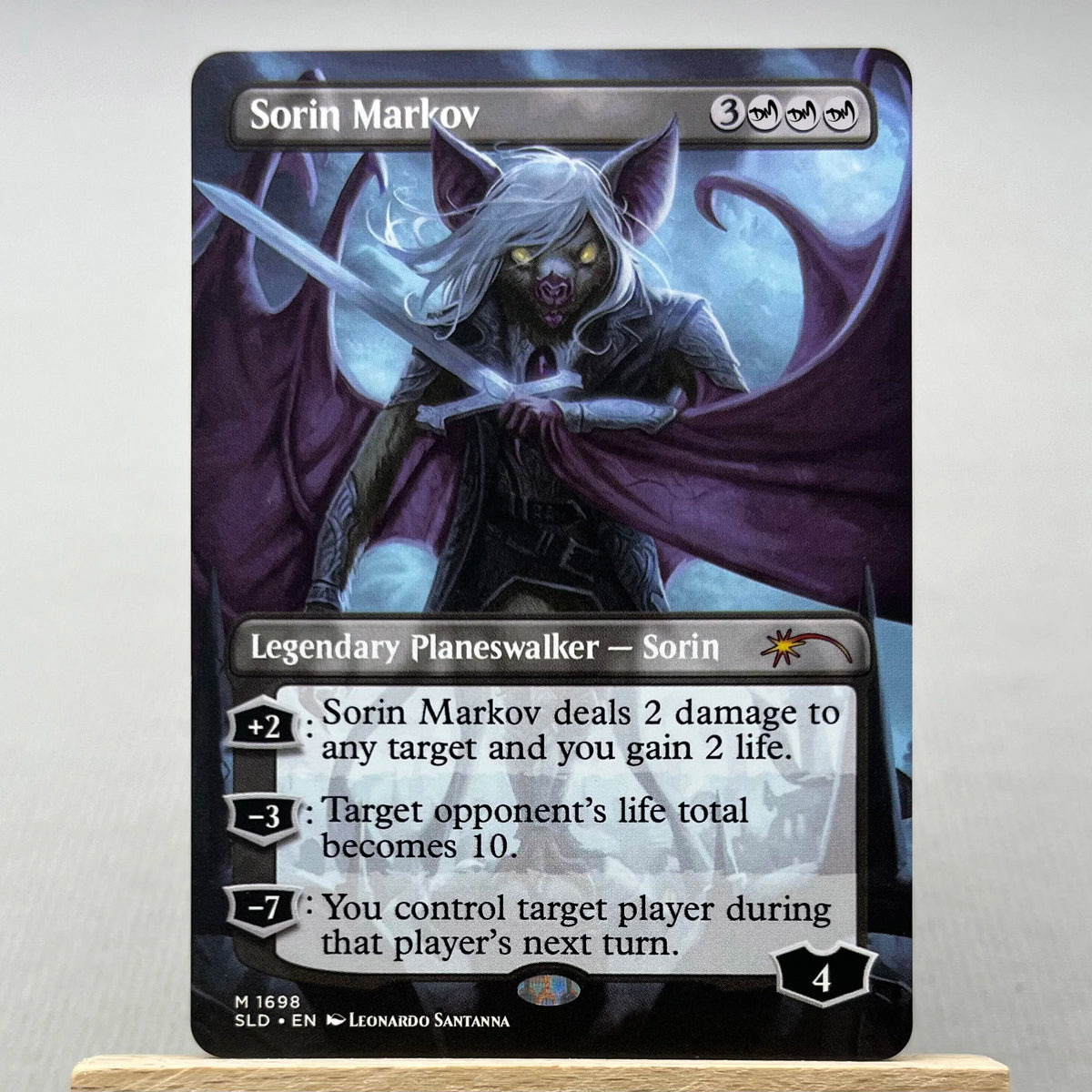 A Magic: The Gathering card featuring Sorin Markov, a Legendary Planeswalker, with dark clothing and glowing eyes.