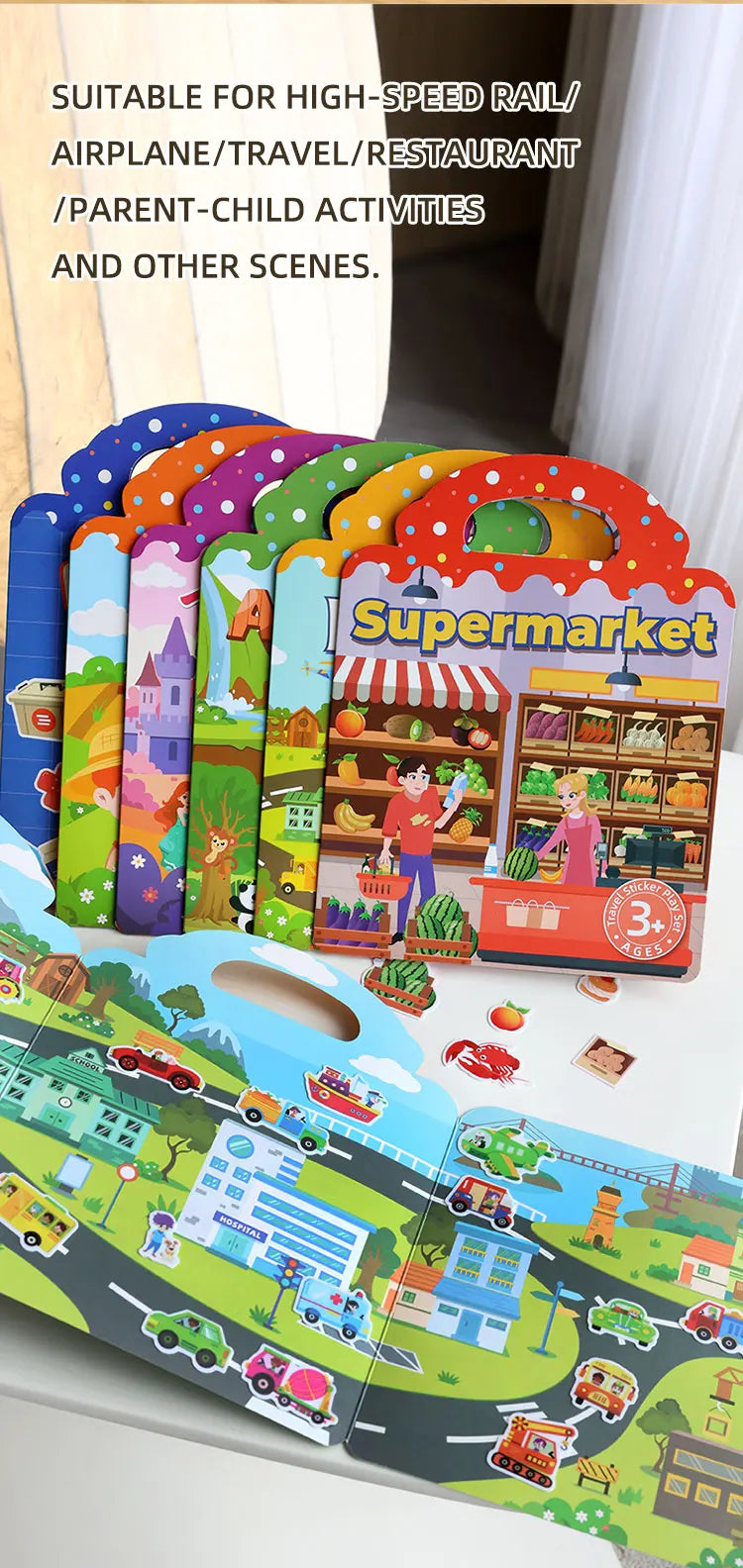 Reusable Sticker Book for Kids with Multi-Scene Bubble Jelly Stickers