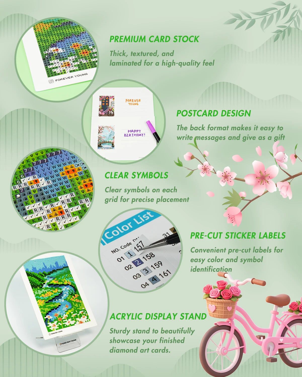 Beginner Diamond Art Kit with 12 Postcard-Style Scenic Designs