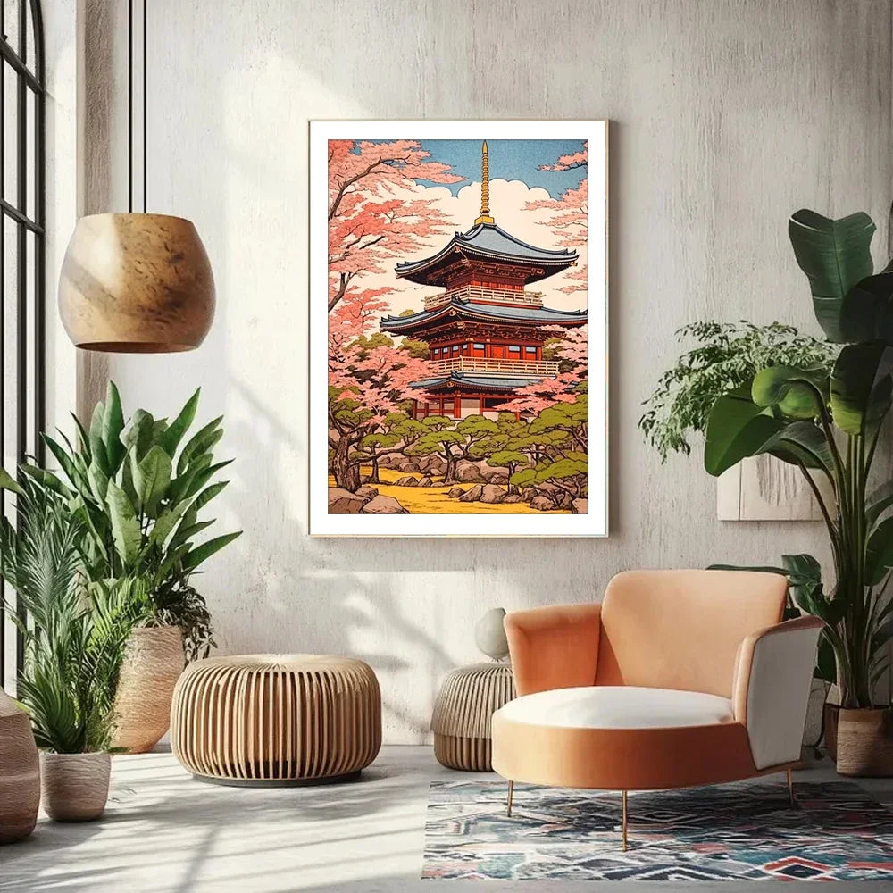 Cherry Blossom Tower Diamond Painting Kit – DIY 5D Wall Art for Adults