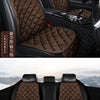A set of three brown quilted car seat cushions for winter warmth and anti-slip grip shown in a vehicle interior.