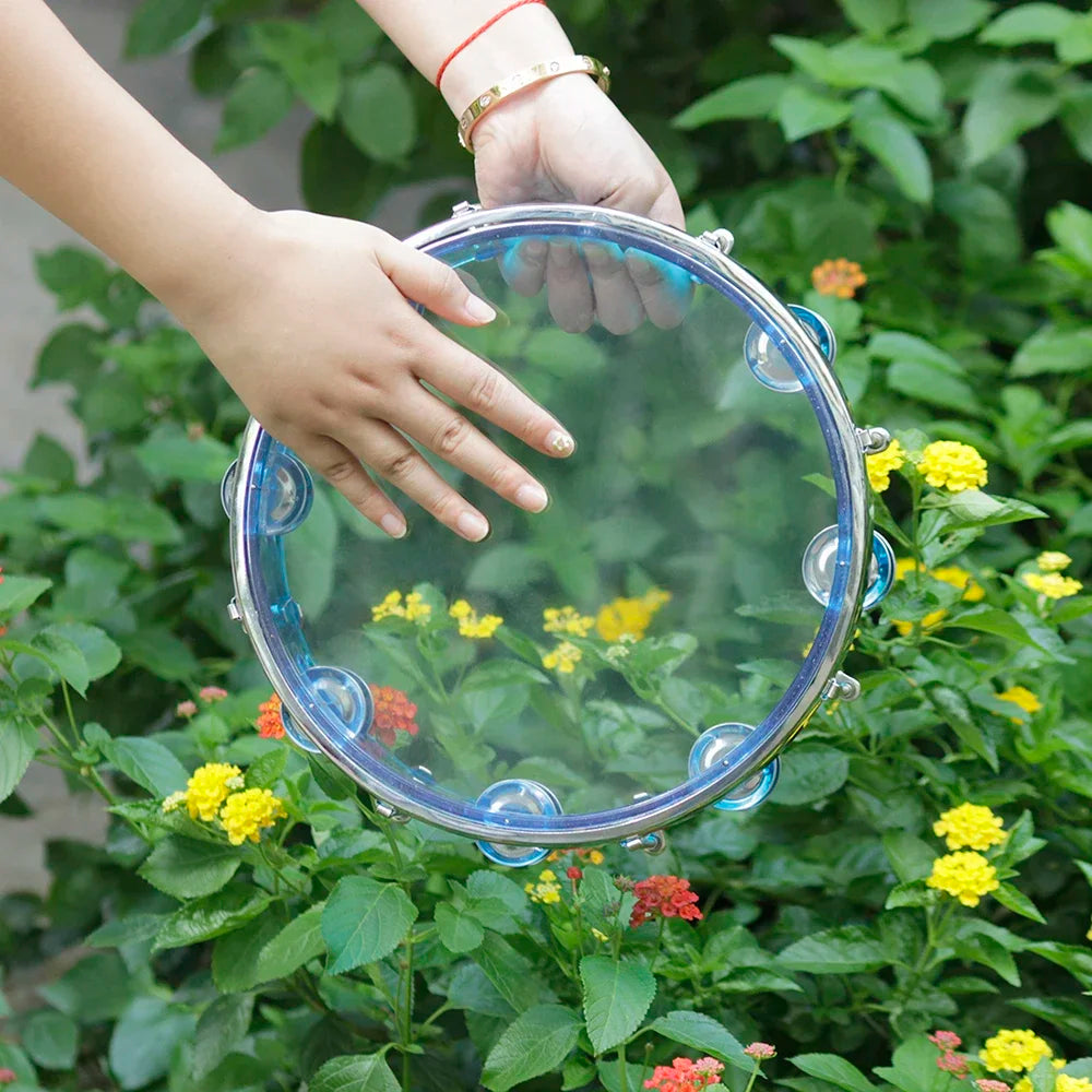 10-Inch Self-Tuning Tambourine with Stainless Steel Jingles