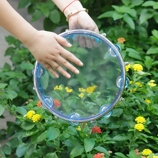 10-Inch Self-Tuning Tambourine with Stainless Steel Jingles