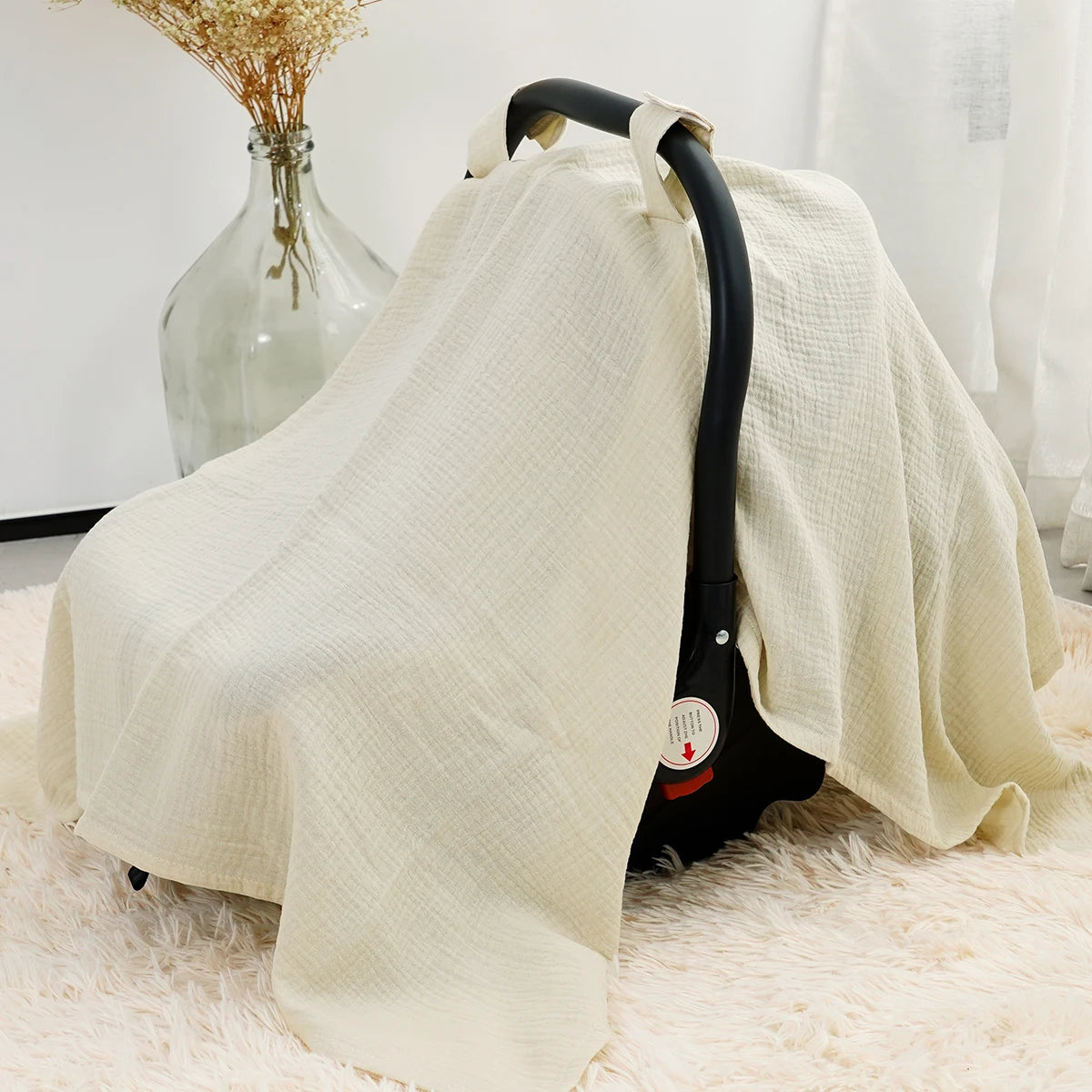 Soft Muslin Cotton Baby Car Seat Cover with Sunshade