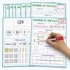 A colorful maths poster for kids showing number line and place value activities like addition and writing numbers