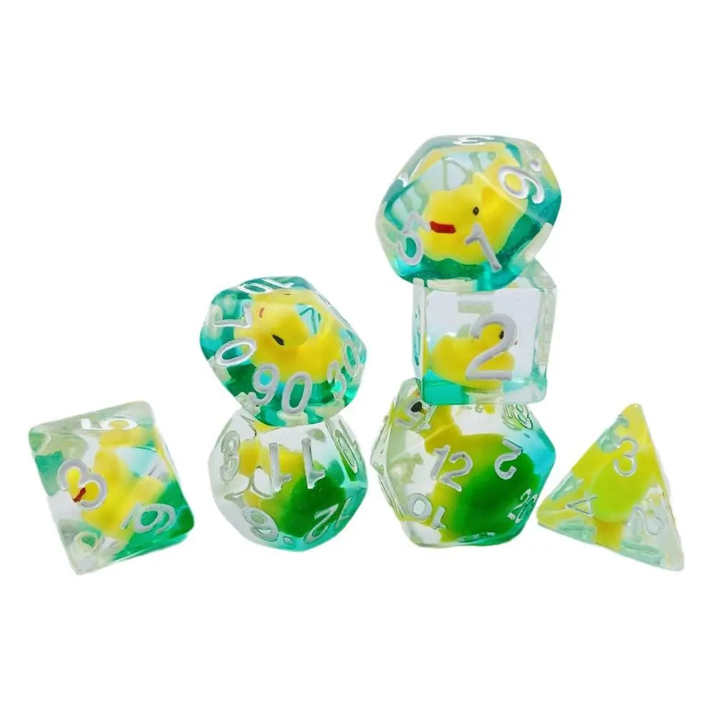 Acrylic Polyhedral Dice Set with Animal Duck Fillers