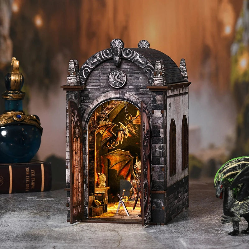 DIY Wooden Book Nook Kit - Dragon Treasure Labyrinth
