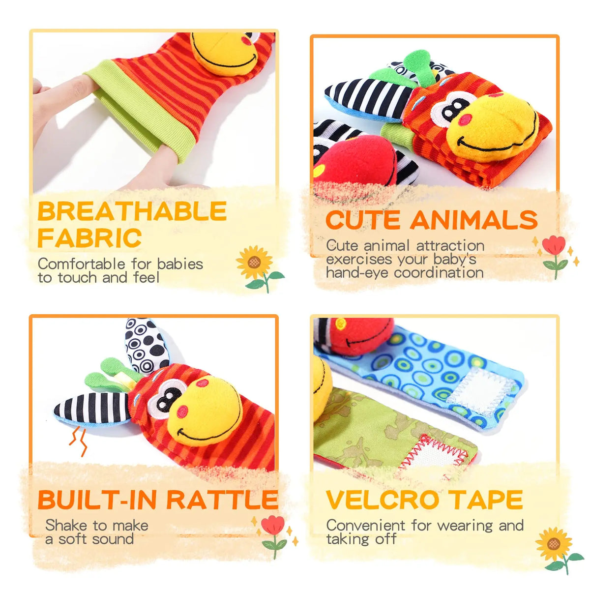 Baby Wrist Rattles and Foot Finder Socks Set
