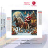Diamond painting kit featuring Santa Claus riding a horse in a snowy winter forest scene