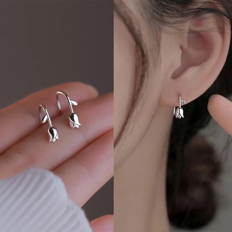 Tulip Flower Stud Earrings for Women